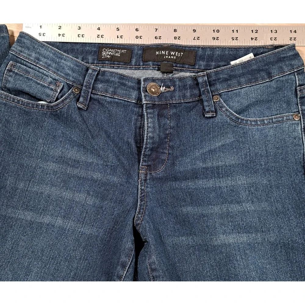Nine West Jeans Cigarette Fit Low Rise Skinny Leg Denim‎ Jeans Size 4r/27 Womens